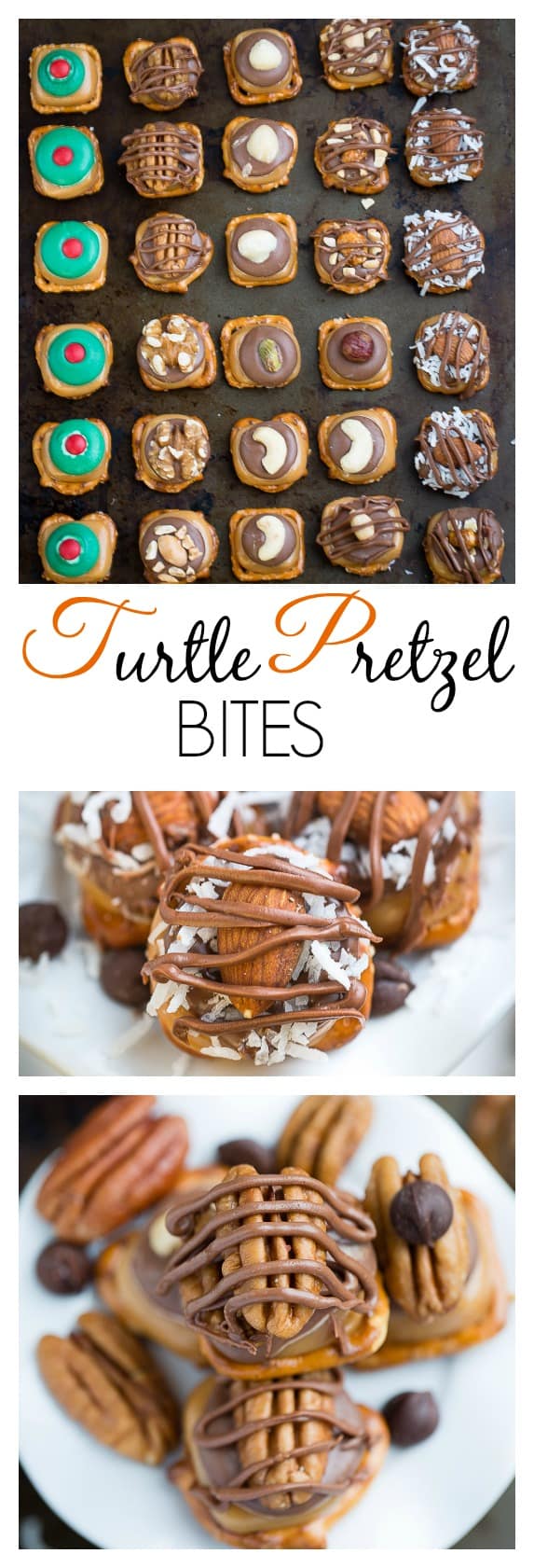 Turtle Pretzel Bites are so easy to make and perfect for your holiday cookie platter.