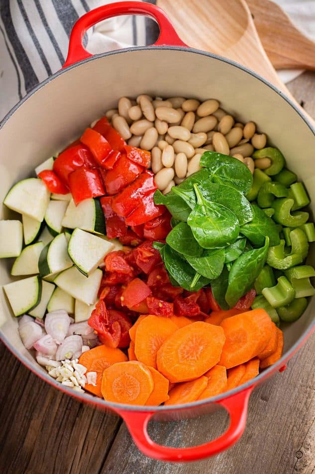 Hearty Vegetable Tuscan Chicken Soup makes the perfect comforting meal for busy weeknights. Best of all, it's so easy to make with just 15 minutes of prep time and it's full of hearty vegetables, white beans and chicken. 