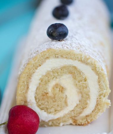 Vanilla Sponge Cake with a dreamy vanilla mascarpone filling makes an impressive & light summery dessert