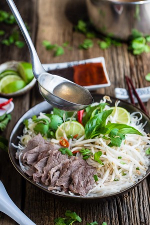 Vietnamese Pho Bo Rice Noodles make the perfect comforting meal. Best on those cold chilly nights!