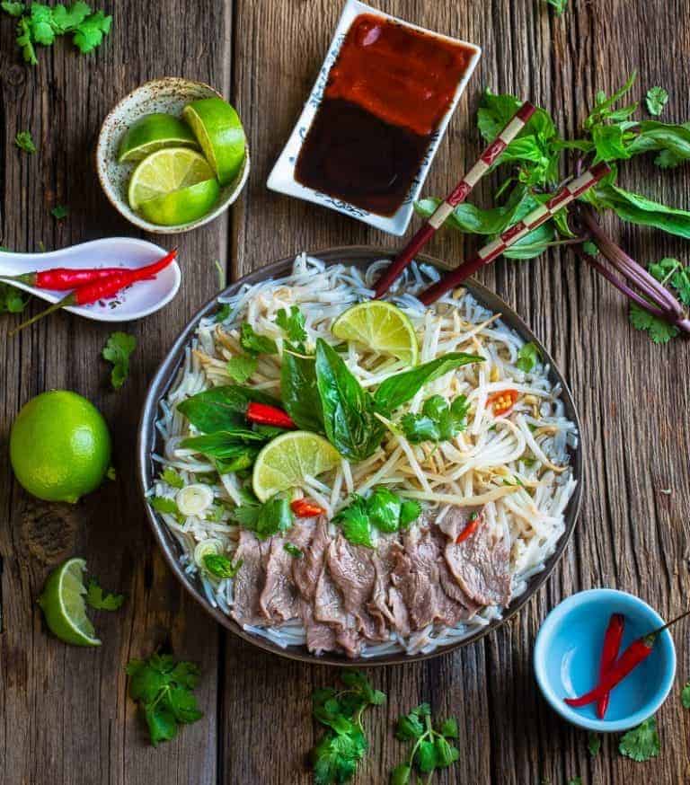 Vietnamese Pho Beef Rice Noodle Soup {Slow Cooker}