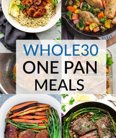Collage for Whole 30 One Pan Meals with six examples