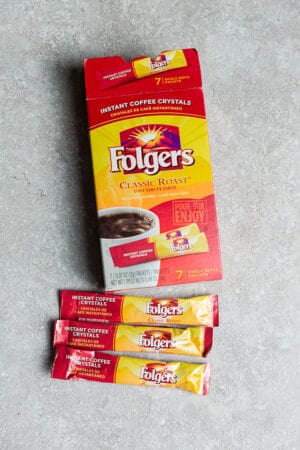 Top view of Folgers Instant Coffee packets for TikTok Whipped Coffee