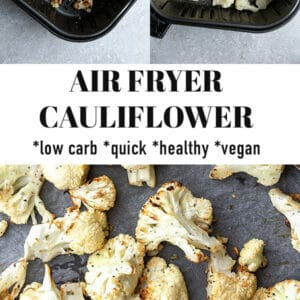 Second Pinterest image for cauliflower made in the air fryer.