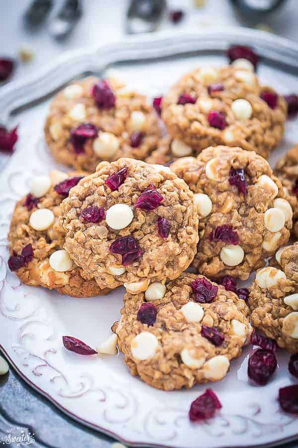 white chocolate and cranberry oat breakfast cookies