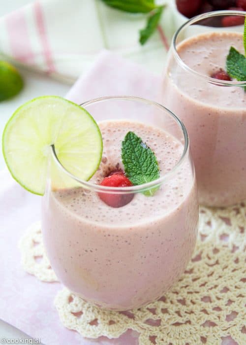 Cherry lime smoothie in a glass