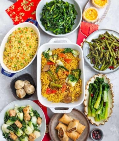 Top view of lunar new year recipes