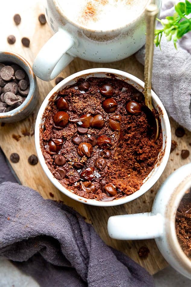 Vegan Chocolate Mug Cake as an easy eggless dessert.