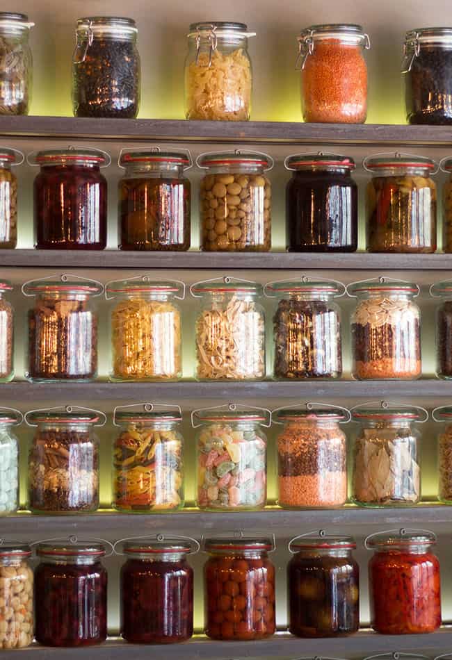 shelves filled with healthy canned goods for the pantry