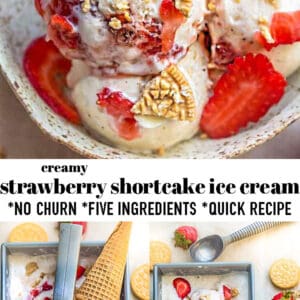 Pinterest collage for strawberry shortcake ice cream