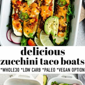 healthy zucchini taco boats for Pinterest.